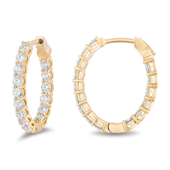 Mayors 18k Yellow Gold 2.25cttw Diamond Oval Hoop Earrings