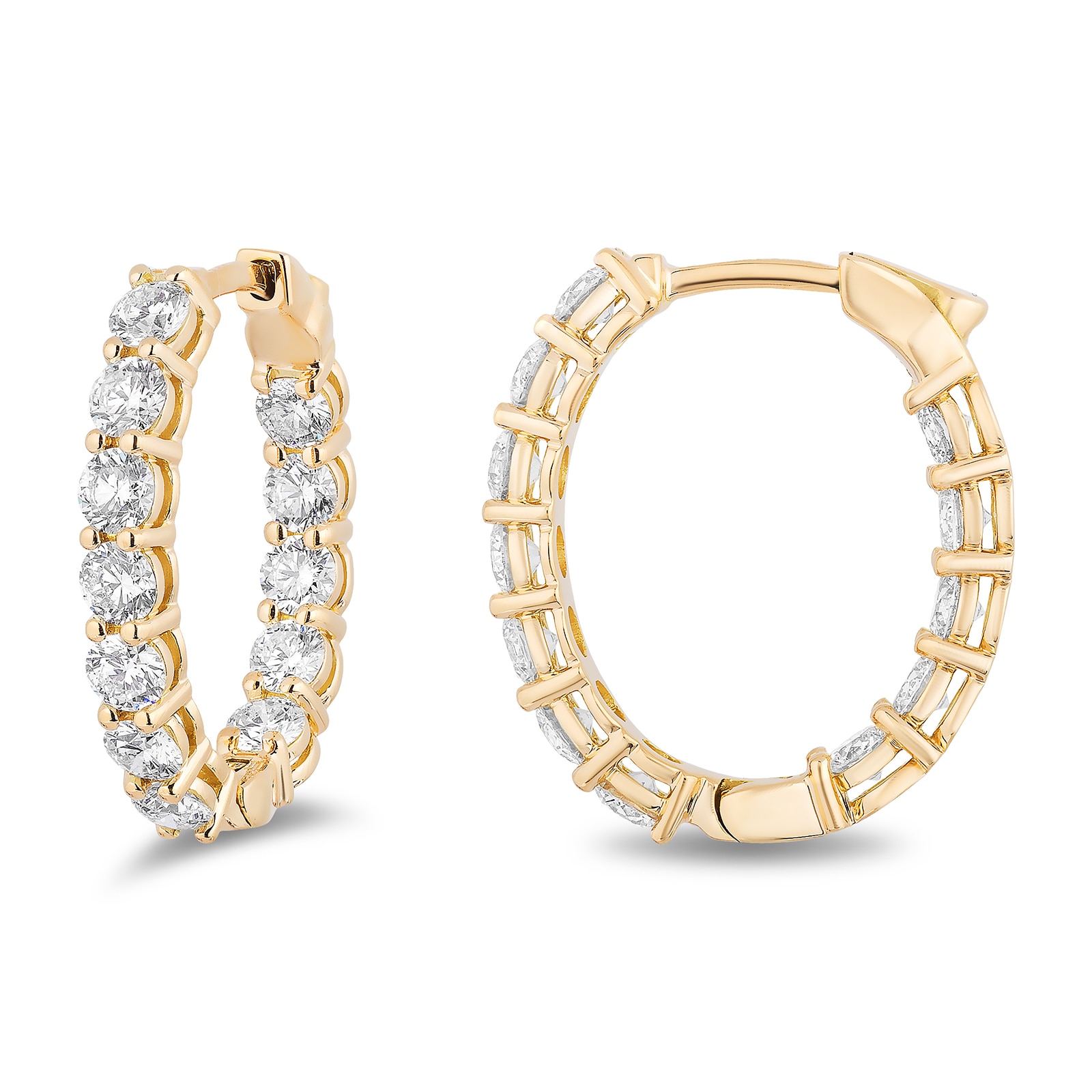 Mayors 18k Yellow Gold 3.00cttw Diamond Oval Hoop Earrings