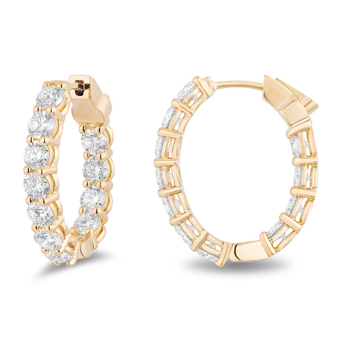 Mayors 18k Yellow Gold 4.51cttw Diamond Oval Hoop Earrings