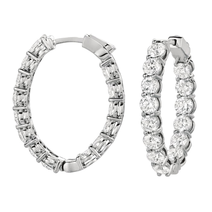 Mayors 18k White Gold 7.14cttw Diamond Oval Hoop Earrings