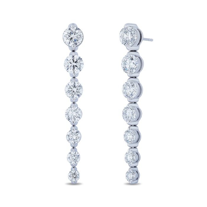 Mayors 18k White Gold 8.00cttw Graduated Diamond Drop Earrings