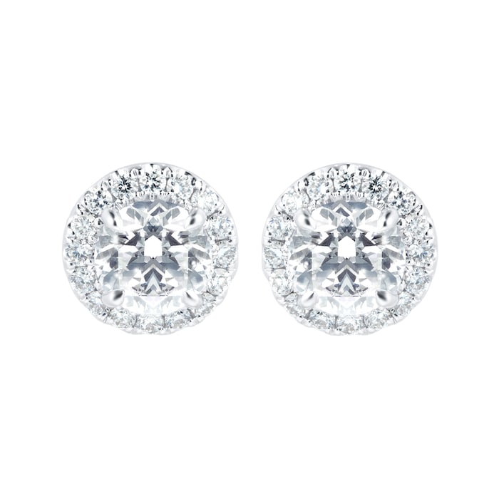 Mayors 18k White Gold 1.95cttw Diamond Single Halo Earrings