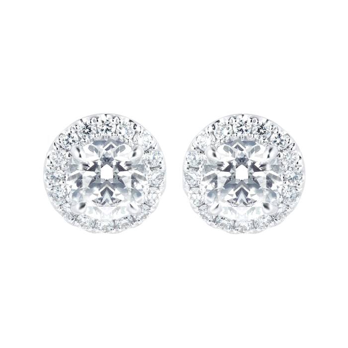 Mayors 18k White Gold 1.95cttw Diamond Single Halo Earrings