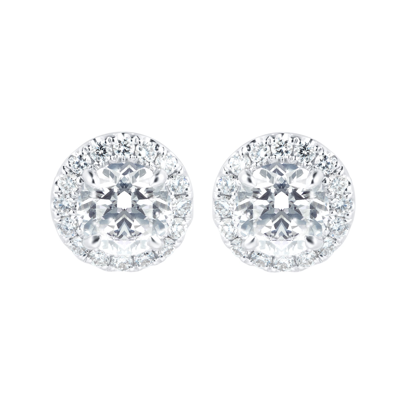 Mayors 18k White Gold 1.95cttw Diamond Single Halo Earrings