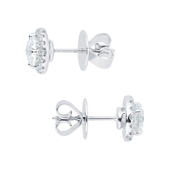 Mayors 18k White Gold 1.95cttw Diamond Single Halo Earrings