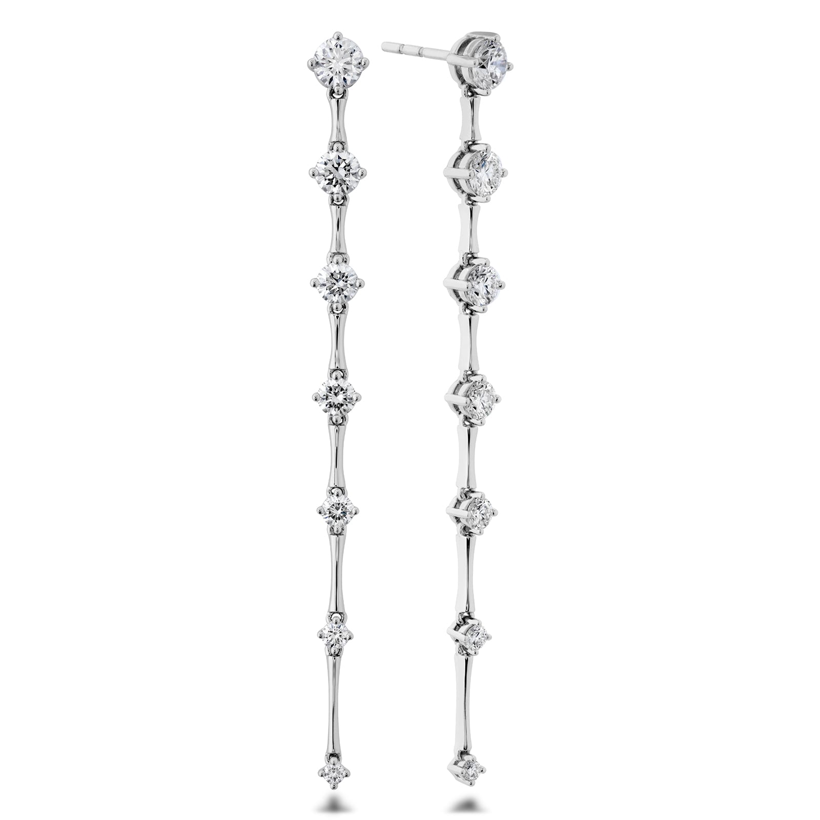 Mayors 18k White Gold 1.14cttw Diamond 2" Station Drop Earrings