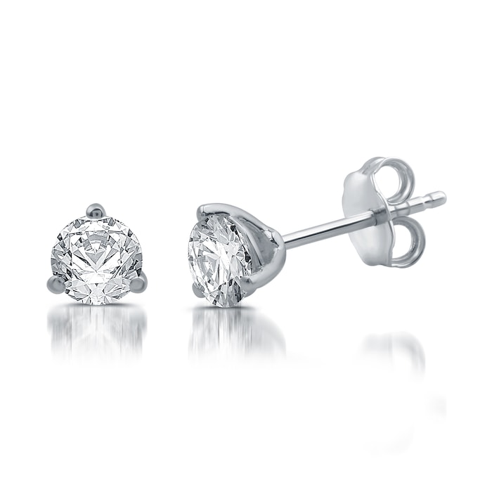 Mayors 18k White Gold 0.50cttw Diamond Thee Claw Solitaire Stud Earrings