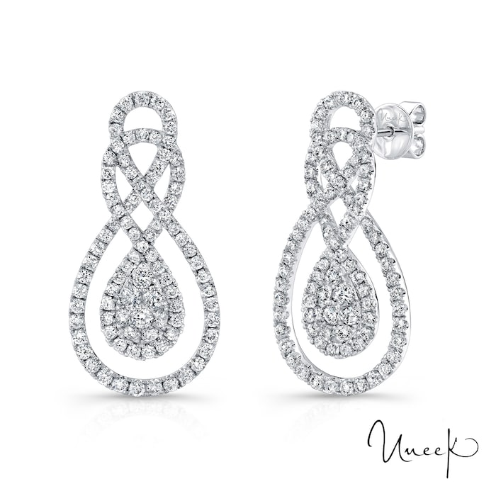 Uneek 18k White Gold 1.50cttw Diamond Loop Earrings