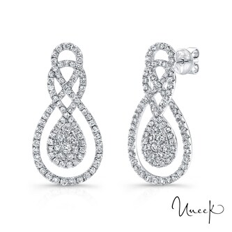 Uneek 18k White Gold 1.50cttw Diamond Loop Earrings