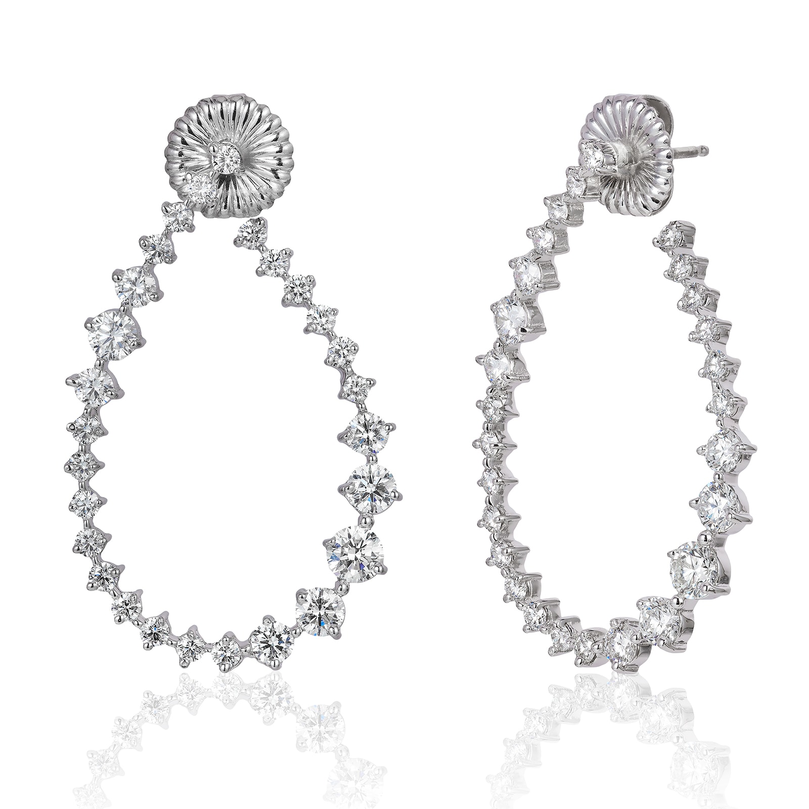 Mayors 18k White Gold 3.85cttw Diamond Open Hoop Earrings