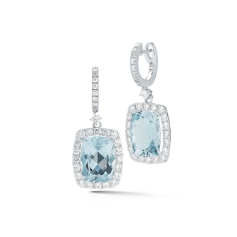 Betteridge 18k White Gold 10.92cttw Aquamarine and 2.08cttw Diamond Halo Drop Earrings Betteridge 18k White Gold 10.92cttw Aquamarine and 2.08cttw Diamond Halo Drop Earrings