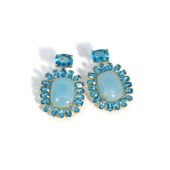 Betteridge 18k Yellow Gold Sole Aquamarine and Blue Topaz Drop Earrings Betteridge 18k Yellow Gold Sole Aquamarine and Blue Topaz Drop Earrings
