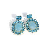 Betteridge 18k Yellow Gold Sole Aquamarine and Blue Topaz Drop Earrings