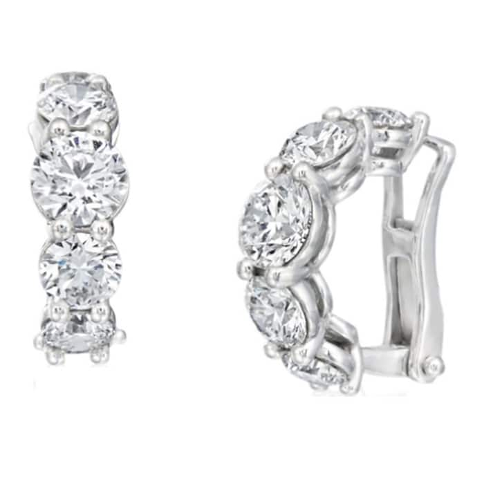 Betteridge 18k White Gold 1.37cttw Graduated Diamond Huggie Earrings