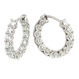 Betteridge 18k White Gold In and Out 1.65cttw Diamond Hoop Earrings