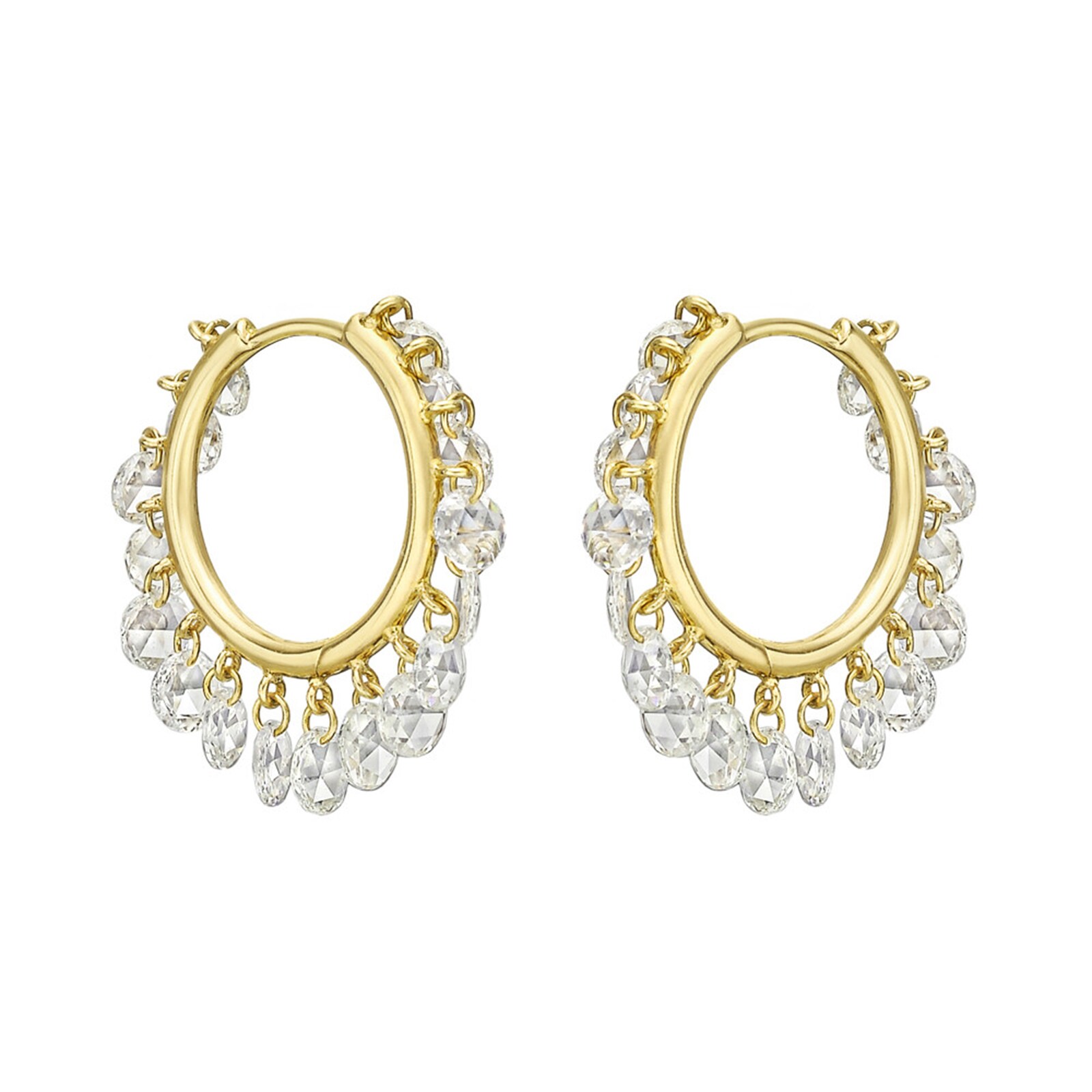 Betteridge 18k Yellow Gold 2.45cttw Rose-Cut Diamond Dangle Hoop Earrings
