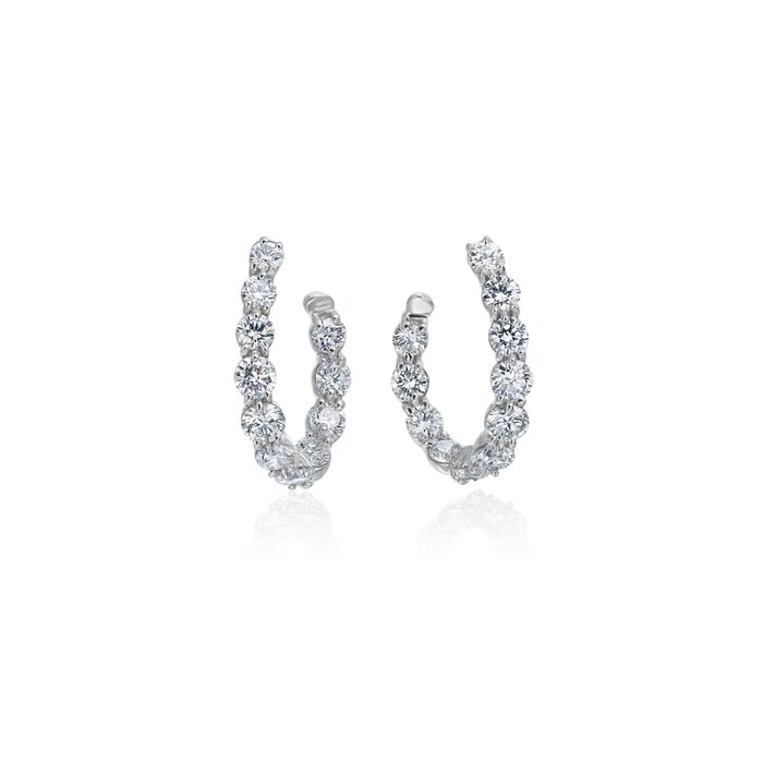 Betteridge 18k White Gold 2.00cttw Diamond New Moon Curved Hoop Earrings