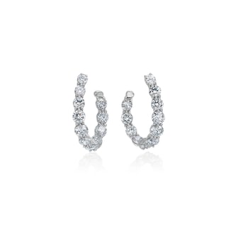 Betteridge 18k White Gold 2.00cttw Diamond New Moon Curved Hoop Earrings