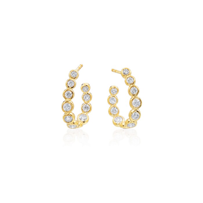 Betteridge 18k Yellow Gold 1.15cttw Diamond Moonlight Curved Hoop Earrings