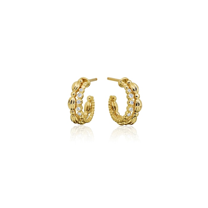 Betteridge 18k Yellow Gold 0.24cttw Diamond 2 Row Nutmeg Hoop Earrings