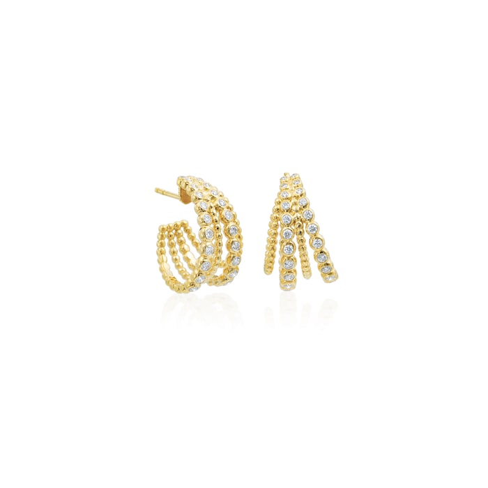 Betteridge 18k Yellow Gold 0.97cttw Diamond Nutmeg 4 row Hoop Earrings