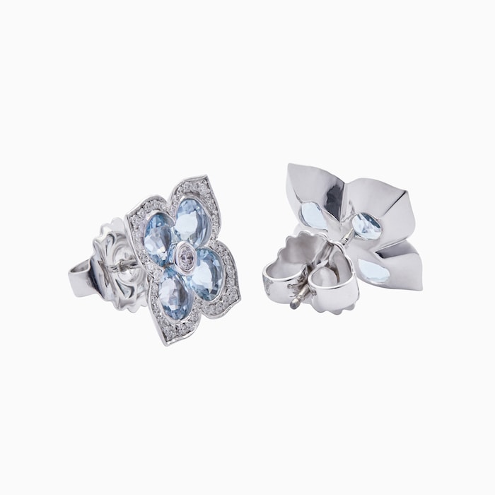 Betteridge 18k White Gold 3.70cttw Aquamarine and 0.49cttw Diamond Lotus Earrings