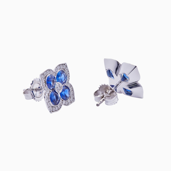 Betteridge 18k White Gold 2.28cttw Sapphire and 0.42cttw Diamond Lotus Earrings