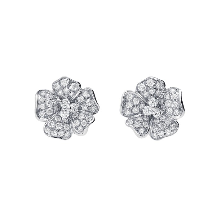 Betteridge 18k White Gold 1.39cttw Diamond Small Flower Stud Earrings