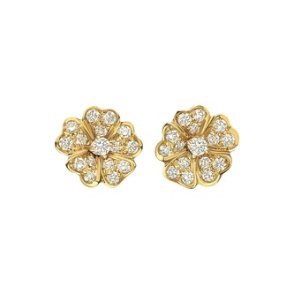 Betteridge 18k Yellow Gold 0.65cttw Diamond Flower Stud Earrings