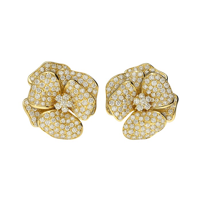 Betteridge 18k Yellow Gold 16.23cttw Pave Diamond Flower Cluster Earrings
