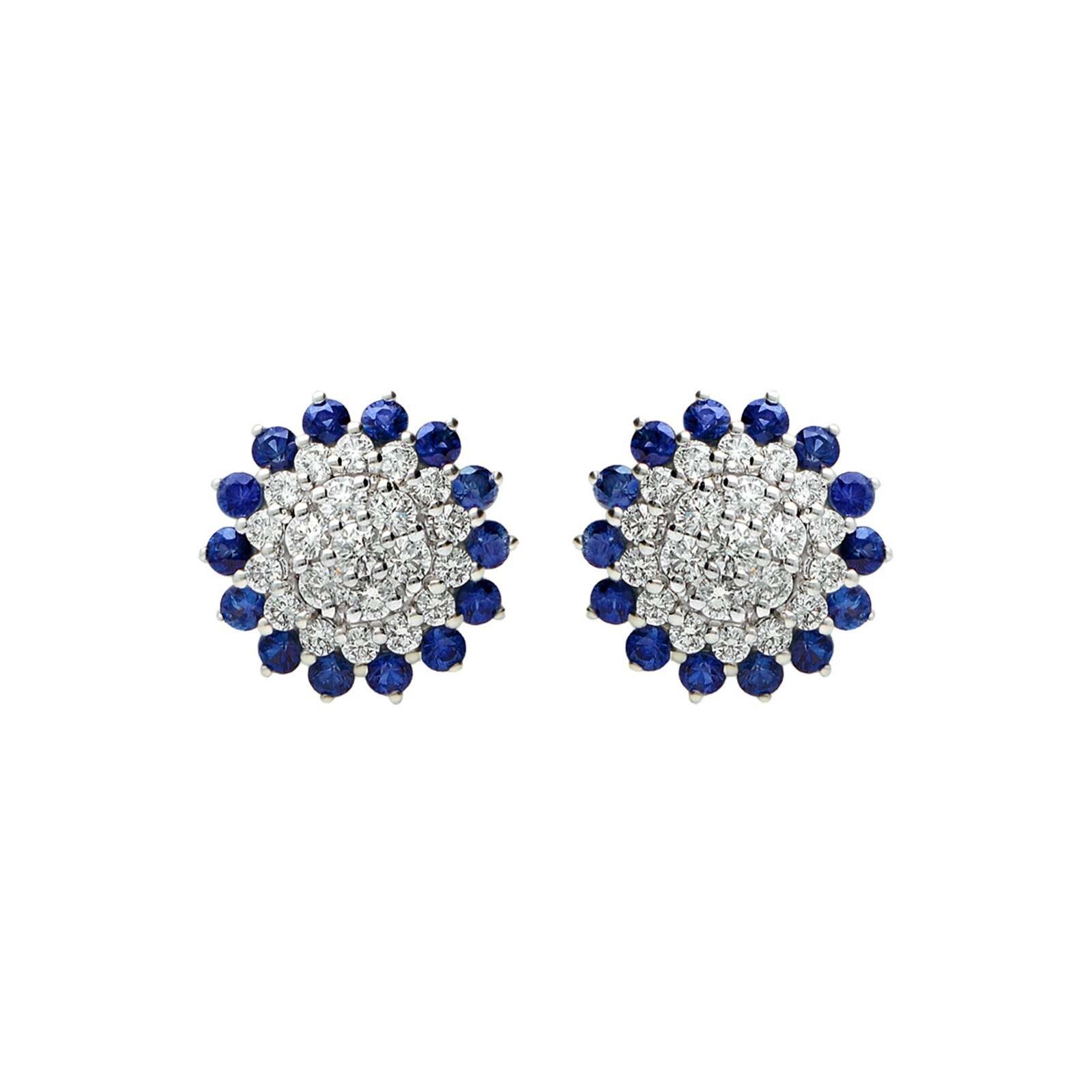Betteridge 18k White Gold 0.86cttw Diamond and 0.86cttw Sapphire Sunflower Earrings