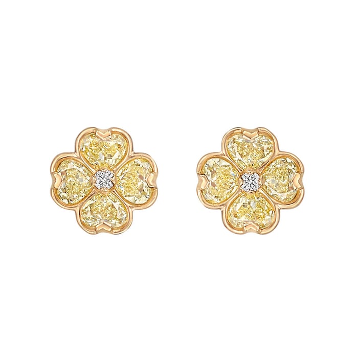 Betteridge 18k Yellow Gold 1.48cttw Diamond Clover Stud Earrings