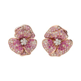 Betteridge 18k Rose Gold 1.30cttw Diamond and 3.40cttw Pink Sapphire Ombre Flower Earrings
