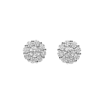 Betteridge 18k White Gold 0.70cttw Diamond 7.5mm Cluster Stud Earrings