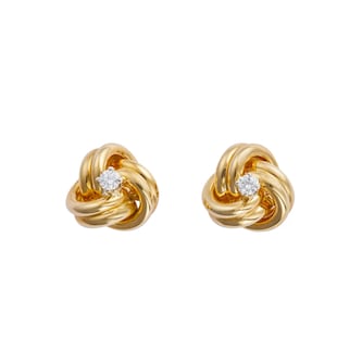 Betteridge 18k Yellow Gold 0.06cttw Diamond Knot Stud Earrings