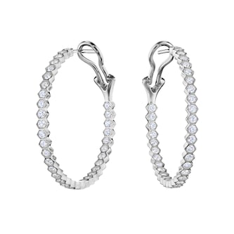 Betteridge 18k White Gold 1.33cttw Diamond Hexagonal Hoop Earrings
