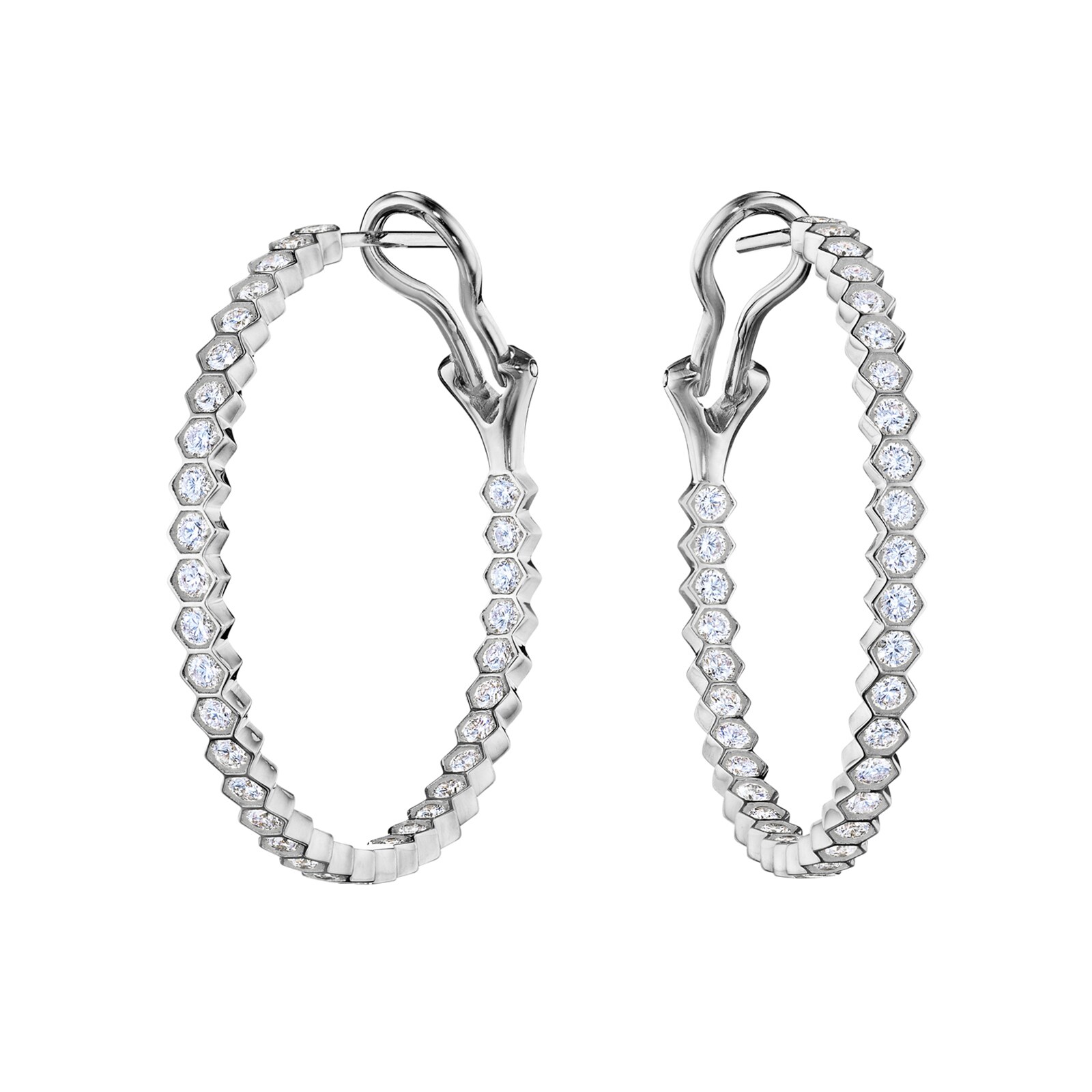 Betteridge 18k White Gold 1.33cttw Diamond Hexagonal Hoop Earrings