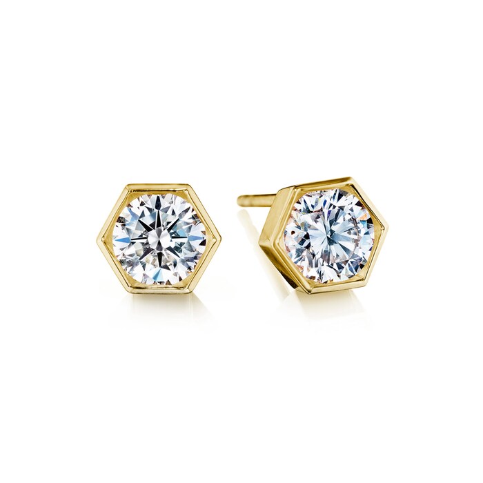 Betteridge 18k Yellow Gold 0.61cttw Brilliant Cut Diamond Hexagonal Stud Earrings