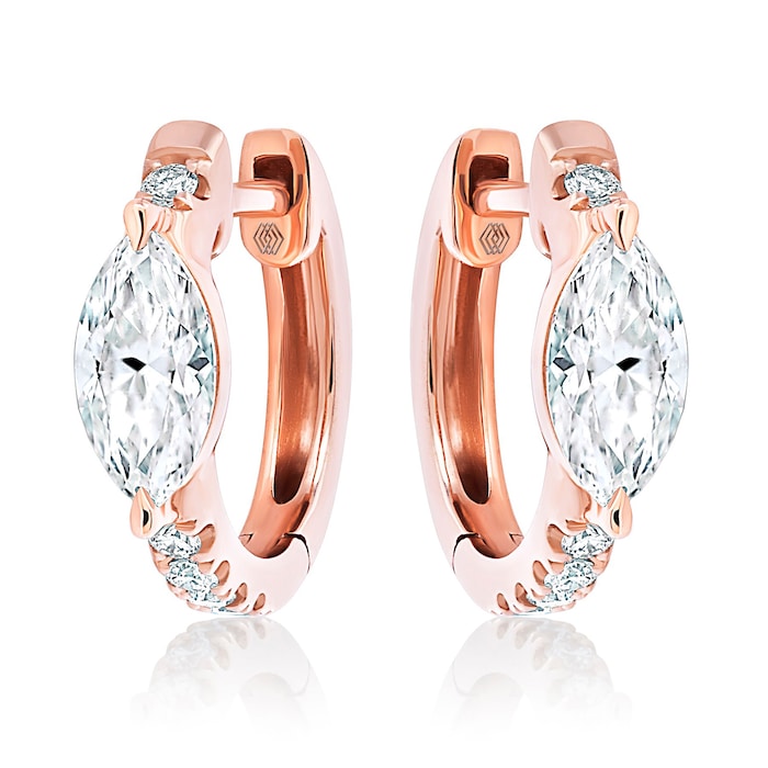 Betteridge 18k Rose Gold 0.71cttw Marquise and Brilliant Cut Diamond Huggie Earrings