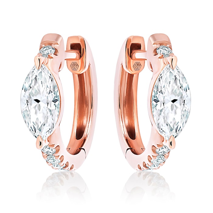 Betteridge 18k Rose Gold 0.71cttw Marquise and Brilliant Cut Diamond Huggie Earrings