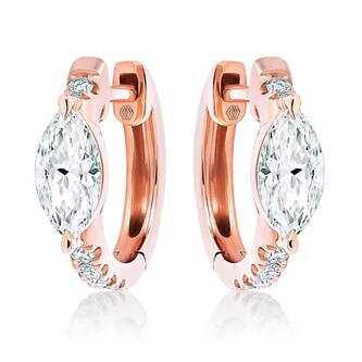Betteridge 18k Rose Gold 0.71cttw Marquise and Brilliant Cut Diamond Huggie Earrings Betteridge 18k Rose Gold 0.71cttw Marquise and Brilliant Cut Diamond Huggie Earrings