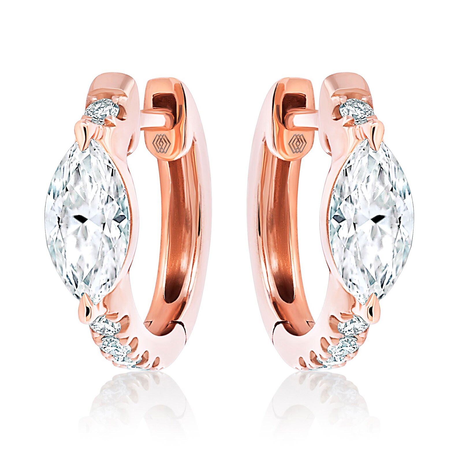 Betteridge 18k Rose Gold 0.71cttw Marquise and Brilliant Cut Diamond Huggie Earrings