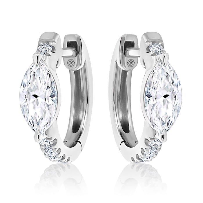 Betteridge 18k White Gold 0.60cttw Marquise and Brilliant Cut Diamond Huggie Earrings