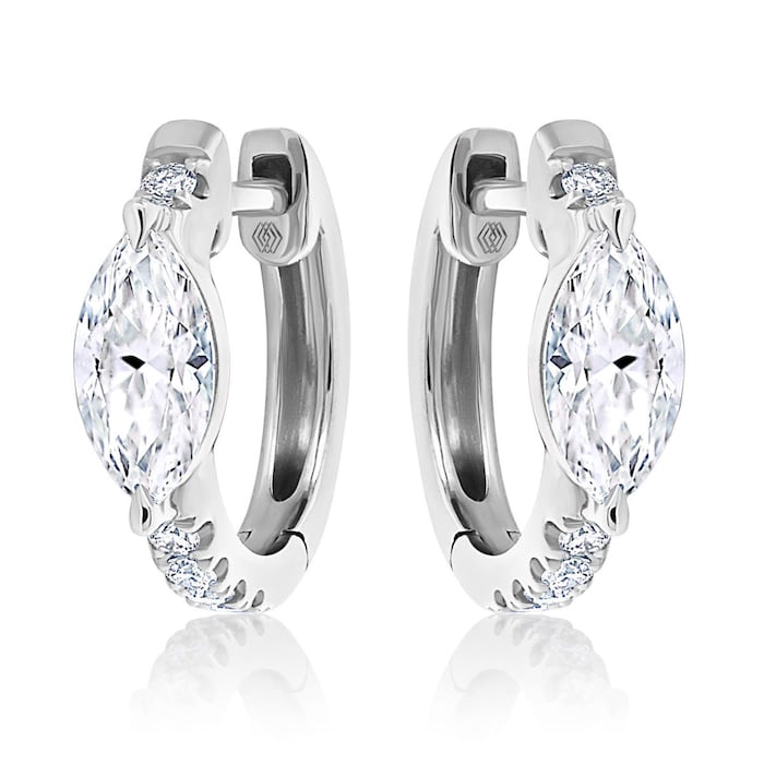 Betteridge 18k White Gold 0.60cttw Marquise and Brilliant Cut Diamond Huggie Earrings