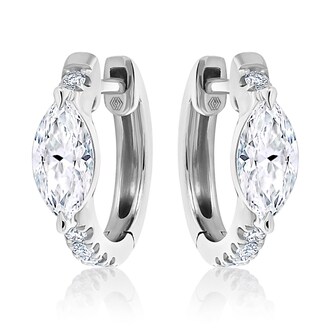 Betteridge 18k White Gold 0.60cttw Marquise and Brilliant Cut Diamond Huggie Earrings Betteridge 18k White Gold 0.60cttw Marquise and Brilliant Cut Diamond Huggie Earrings