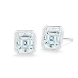 Betteridge 18k White Gold 1.02cttw Emerald Cut Diamond Milgrain Bezel Set Stud Earrings