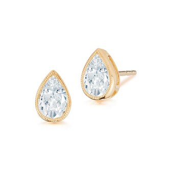 Betteridge 18k Yellow Gold 1.00cttw Pear Cut Diamond Milgrain Bezel Set Stud Earrings Betteridge 18k Yellow Gold 1.00cttw Pear Cut Diamond Milgrain Bezel Set Stud Earrings