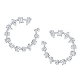 Betteridge 18k White Gold 3.65cttw Mixed Cut Diamond Side Hoop Earrings