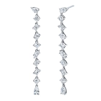 Betteridge 18k White Gold 2.99cttw Mixed Cut Diamond Drop Earrings