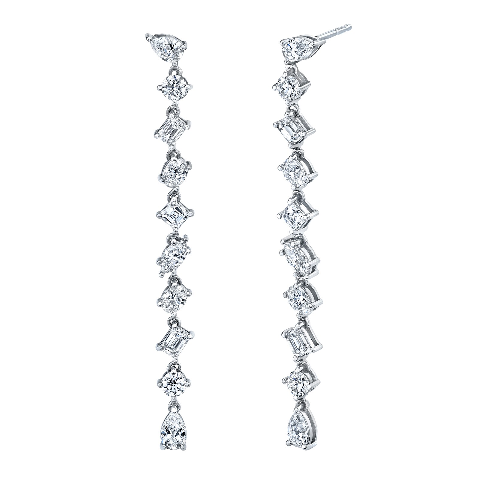 Betteridge 18k White Gold 2.99cttw Mixed Cut Diamond Drop Earrings